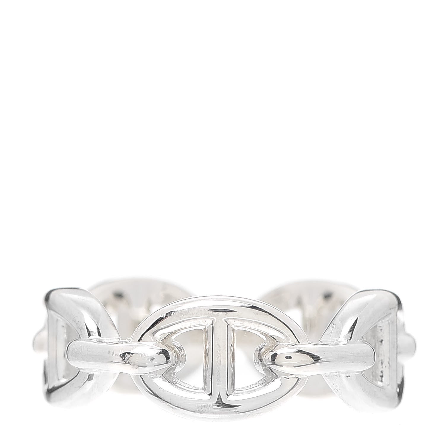 Hermes Sterling Silver PM Chaine d'Ancre Enchainee Band Ring 53 6.5 1 of 7