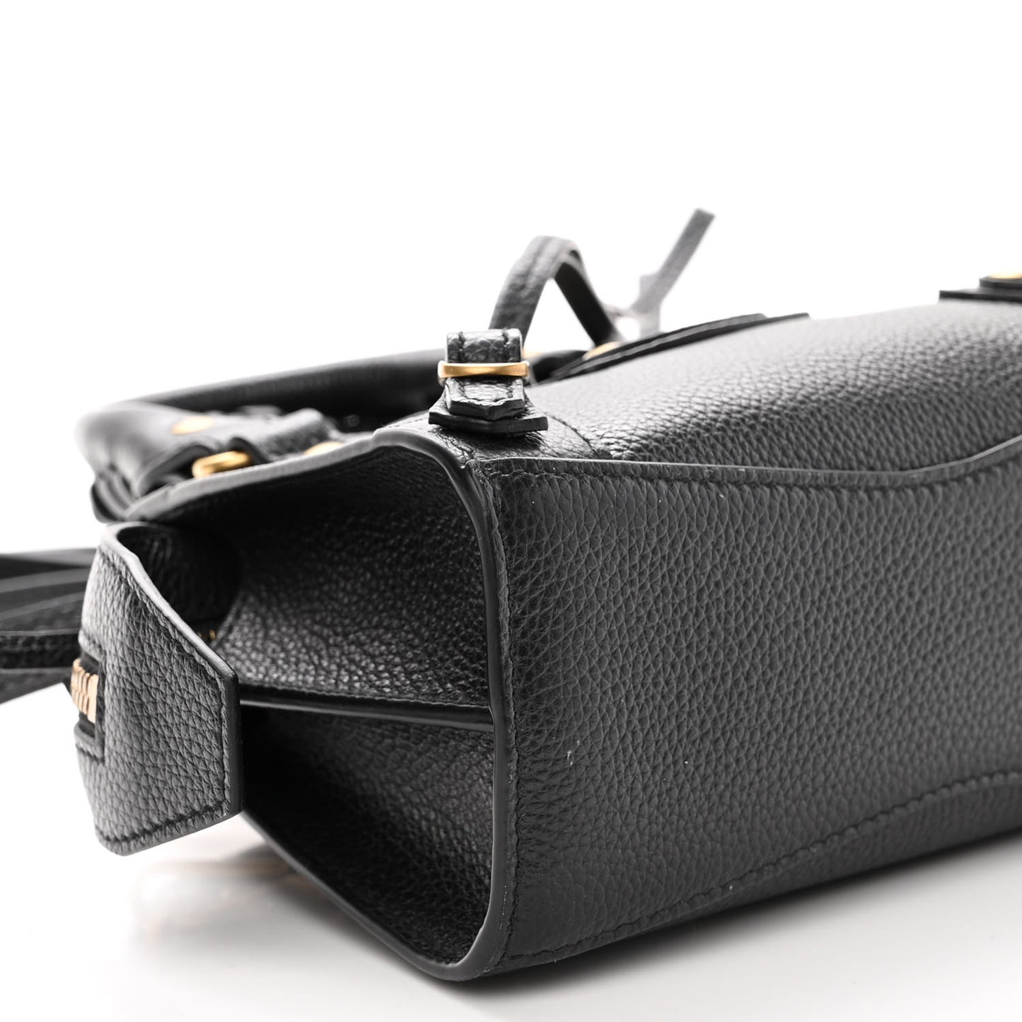 Grained Calfskin Neo Classic Gold Hardware Nano City Crossbody Black