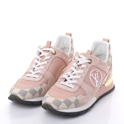 Louis Vuitton Suede Damier Azur Run Away Sneakers 37 Pink 3 of 9