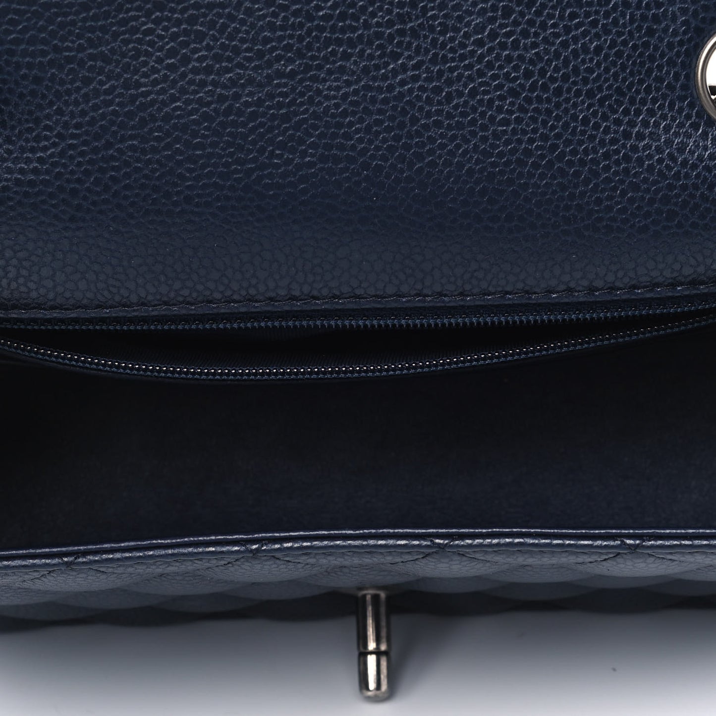 Caviar Quilted Mini Rectangular Flap Navy