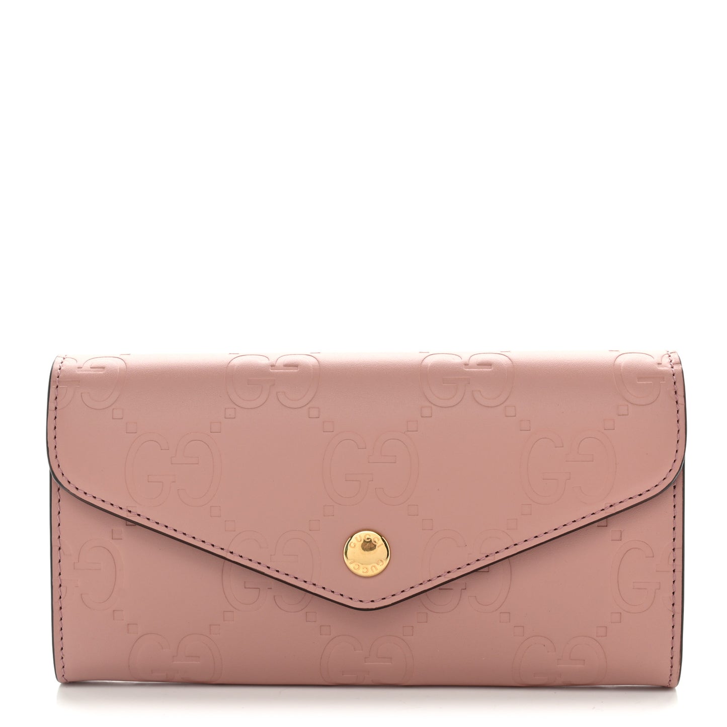 Calfskin GG Embossed Continental Wallet Porcelain Rose