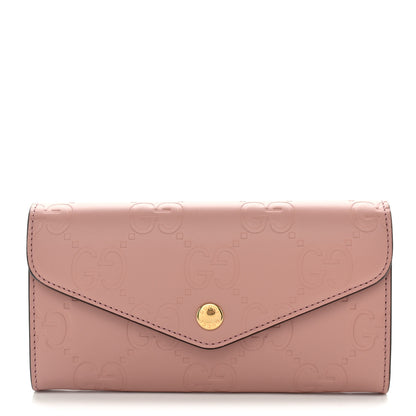 Gucci Calfskin GG Embossed Continental Wallet Porcelain Rose 1 of 8