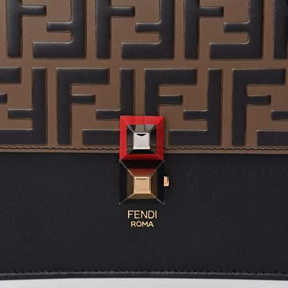 Fendi Vitello Liberty Bi-Color FF 1974 Embossed Kan I Shoulder Bag Black Maya 10 of 10