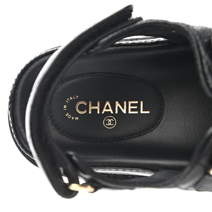 Chanel Grained Calfskin Velcro Dad Sandals 36 Black 6 of 9