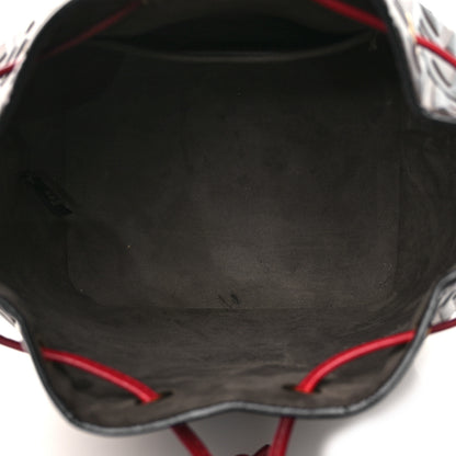 Fendi Vitello Grace F is Fendi Bi-Color FF 1974 Embossed Grande Mon Tresor Bucket Bag Maya Black Fragola 5 of 12