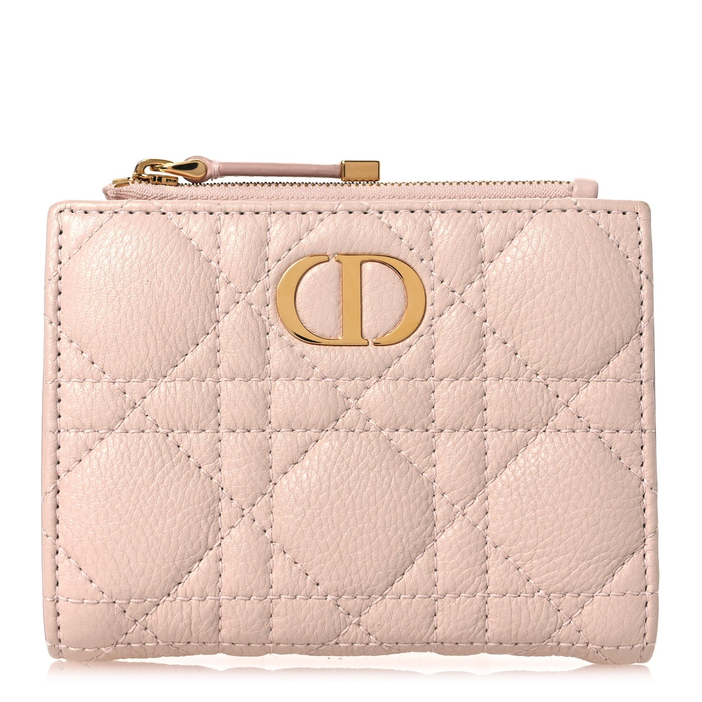 Grained Calfskin Supple Cannage Caro Dahlia Wallet Powder Pink