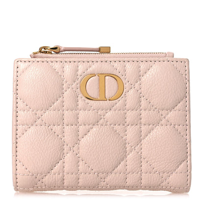 Christian Dior Grained Calfskin Supple Cannage Caro Dahlia Wallet Powder Pink 1 of 13