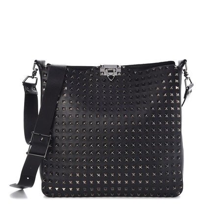 Valentino Garavani Calfskin Rockstud All Over Flip-Lock Messenger Bag Black 1 of 9