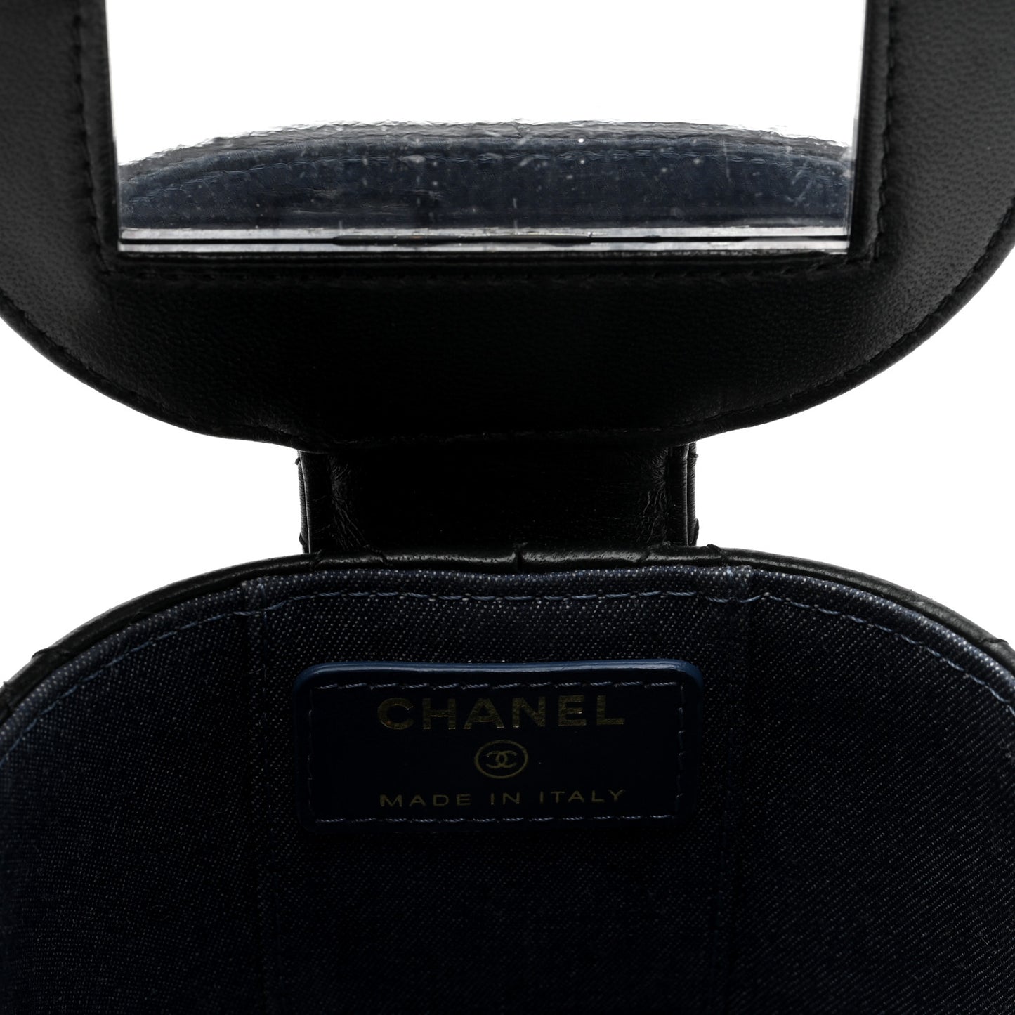 Lambskin Quilted Mini Vanity Case With Chain Black