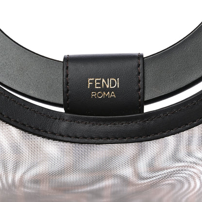 Fendi Mesh Vitello Century Cuoio FF 1974 Medium Runaway Shopper Tote Marrone Black Ebano 6 of 12