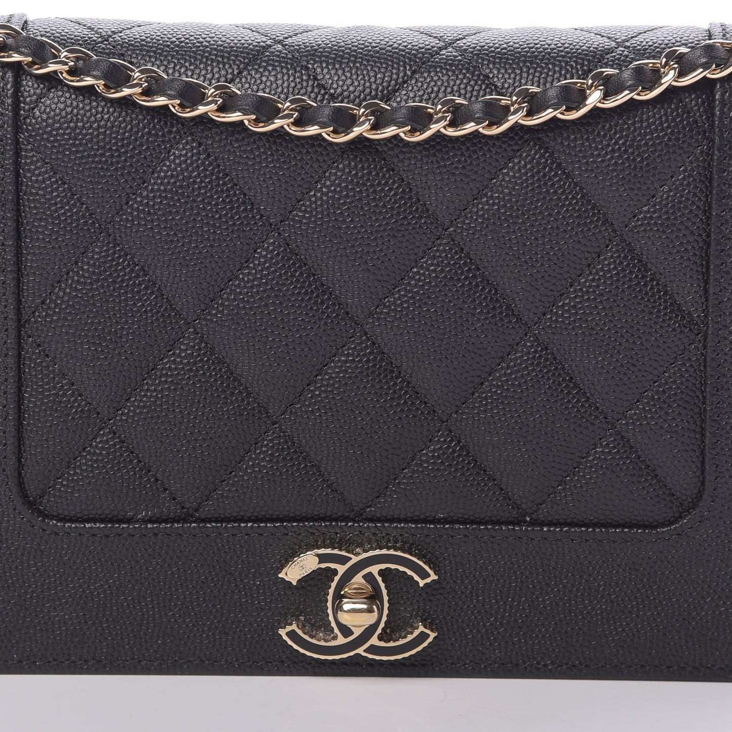 Caviar Quilted Vintage Mademoiselle Wallet On Chain WOC Black