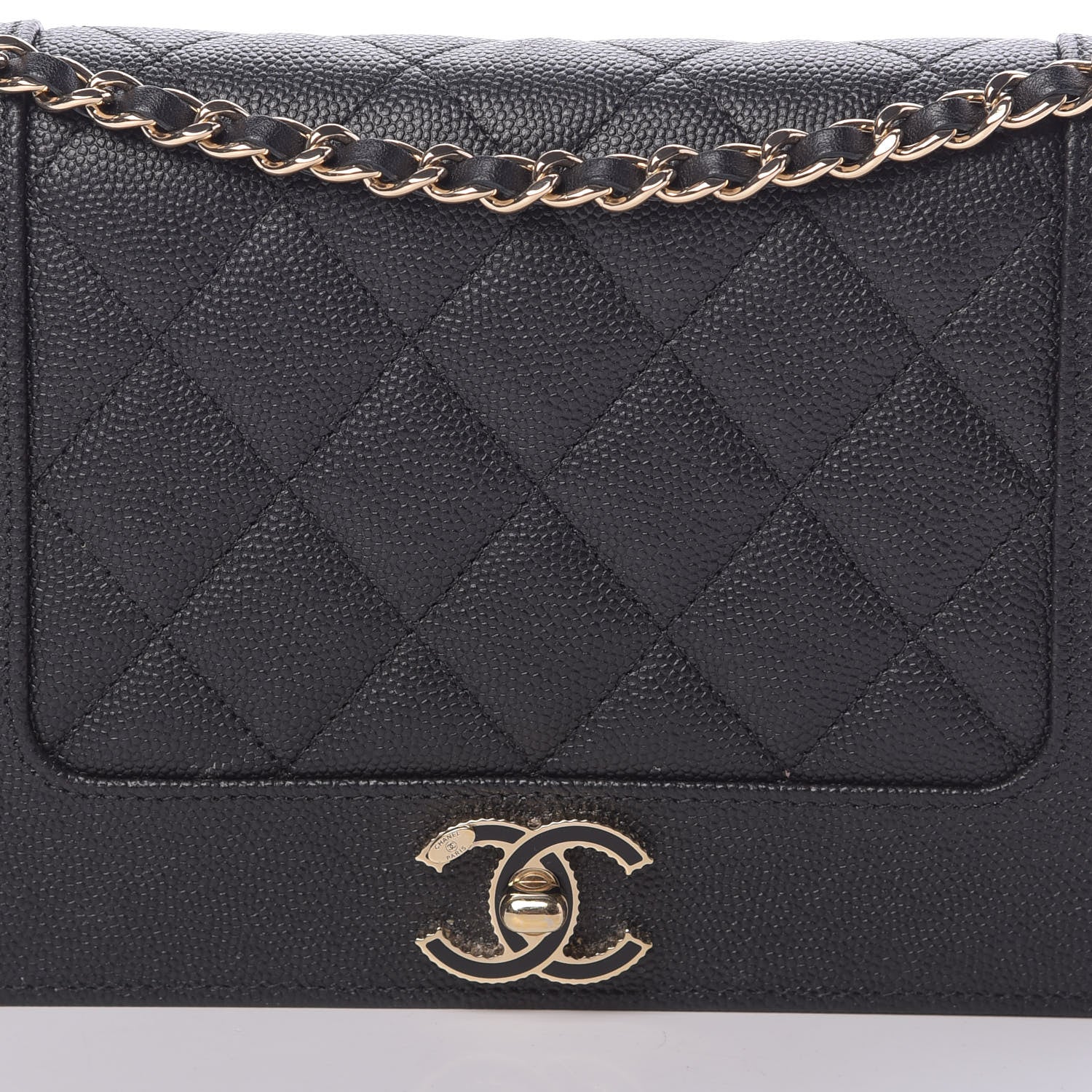 Chanel Caviar Quilted Vintage Mademoiselle Wallet On Chain WOC Black 10 of 20