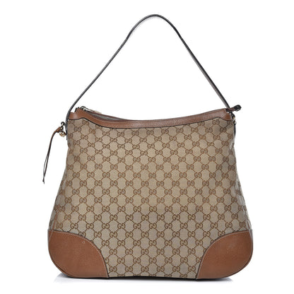 Gucci Monogram Textured Calfskin Large Bree Hobo Beige Ebony Nocciola 1 of 18