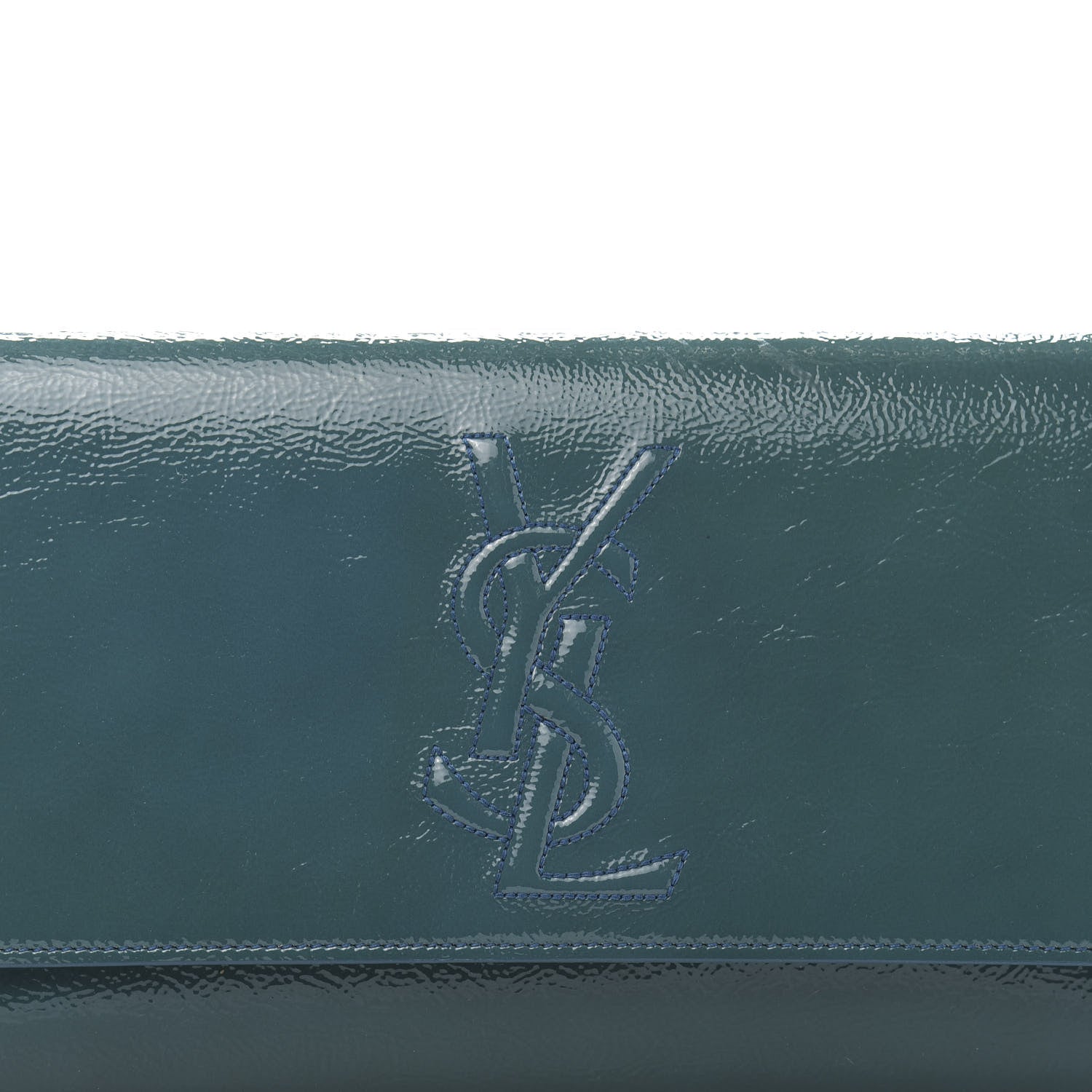 Saint Laurent Textured Patent Monogram Large Belle De Jour Clutch Turquoise 9 of 9