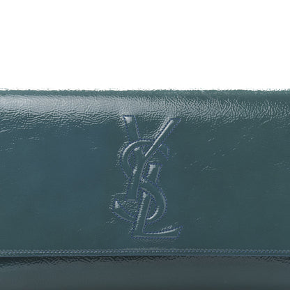 Saint Laurent Textured Patent Monogram Large Belle De Jour Clutch Turquoise 9 of 9