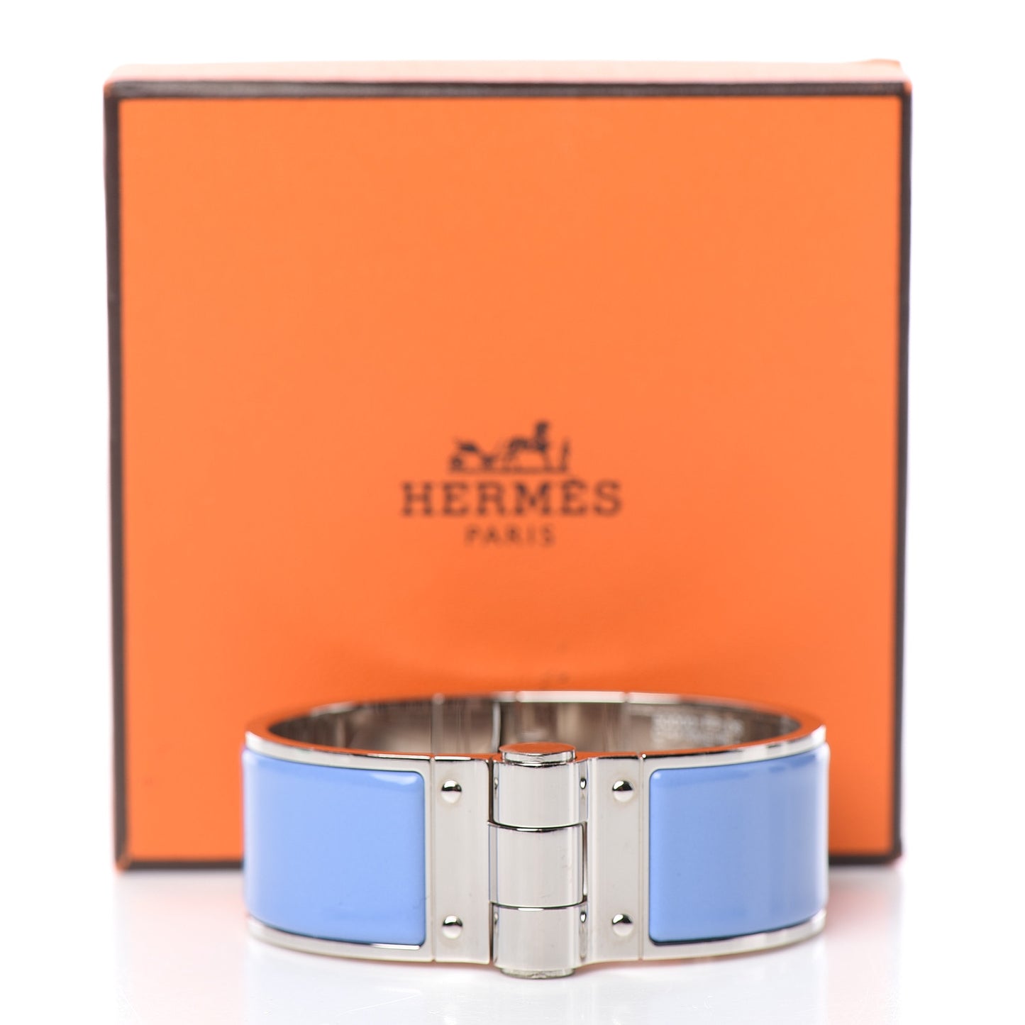 Enamel Charniere Uni Wide Hinged Bracelet M Bleu Lavande