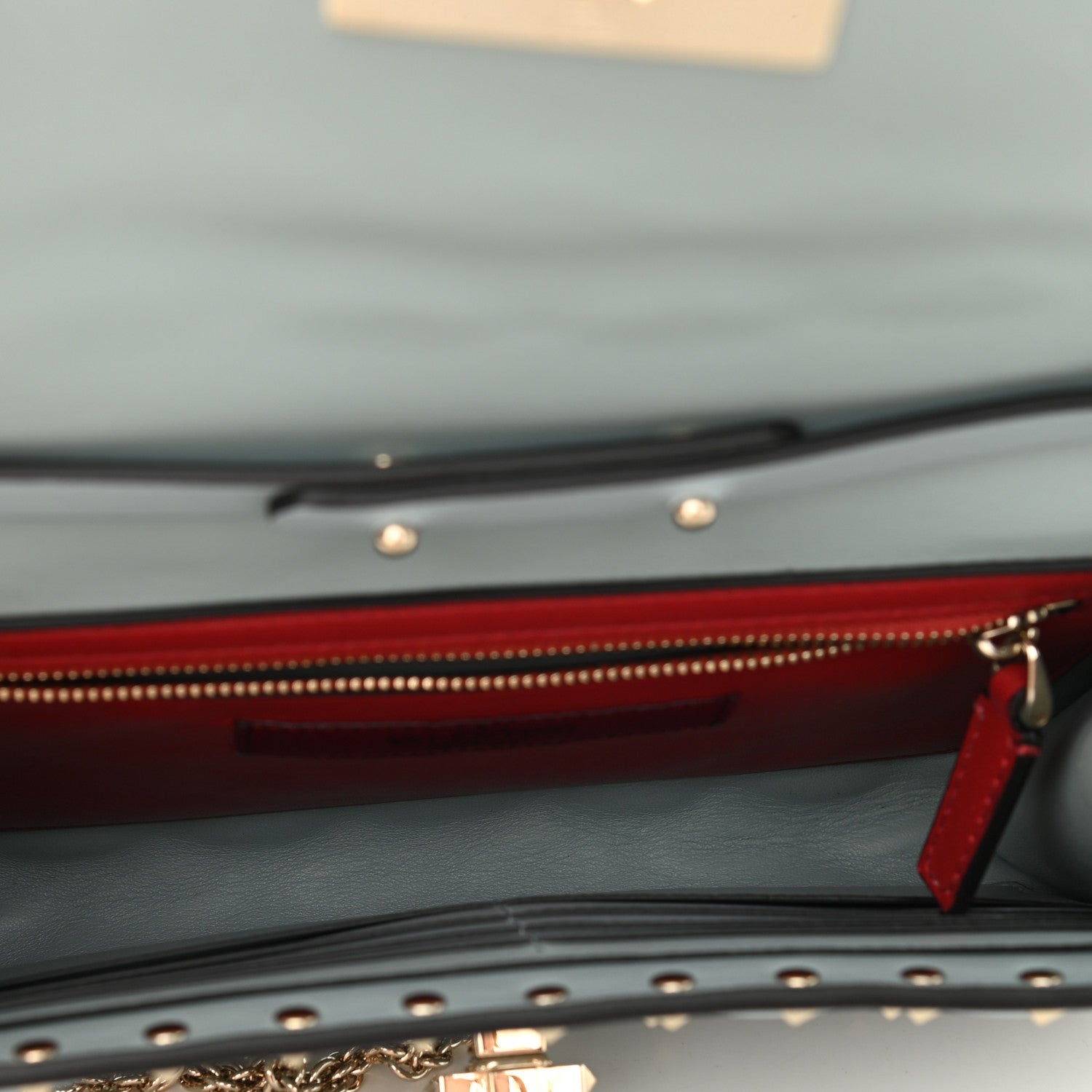 Valentino Garavani Nappa Rockstud Spike Wallet on Chain Celadon 7 of 8