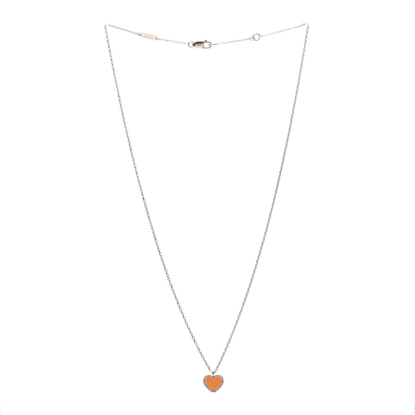 18K Rose Gold Carnelian Sweet Alhambra Heart Pendant Necklace