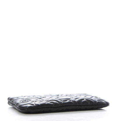 Chanel Goatskin Camellia Embossed Cosmetic Pouch Black 4 of 8