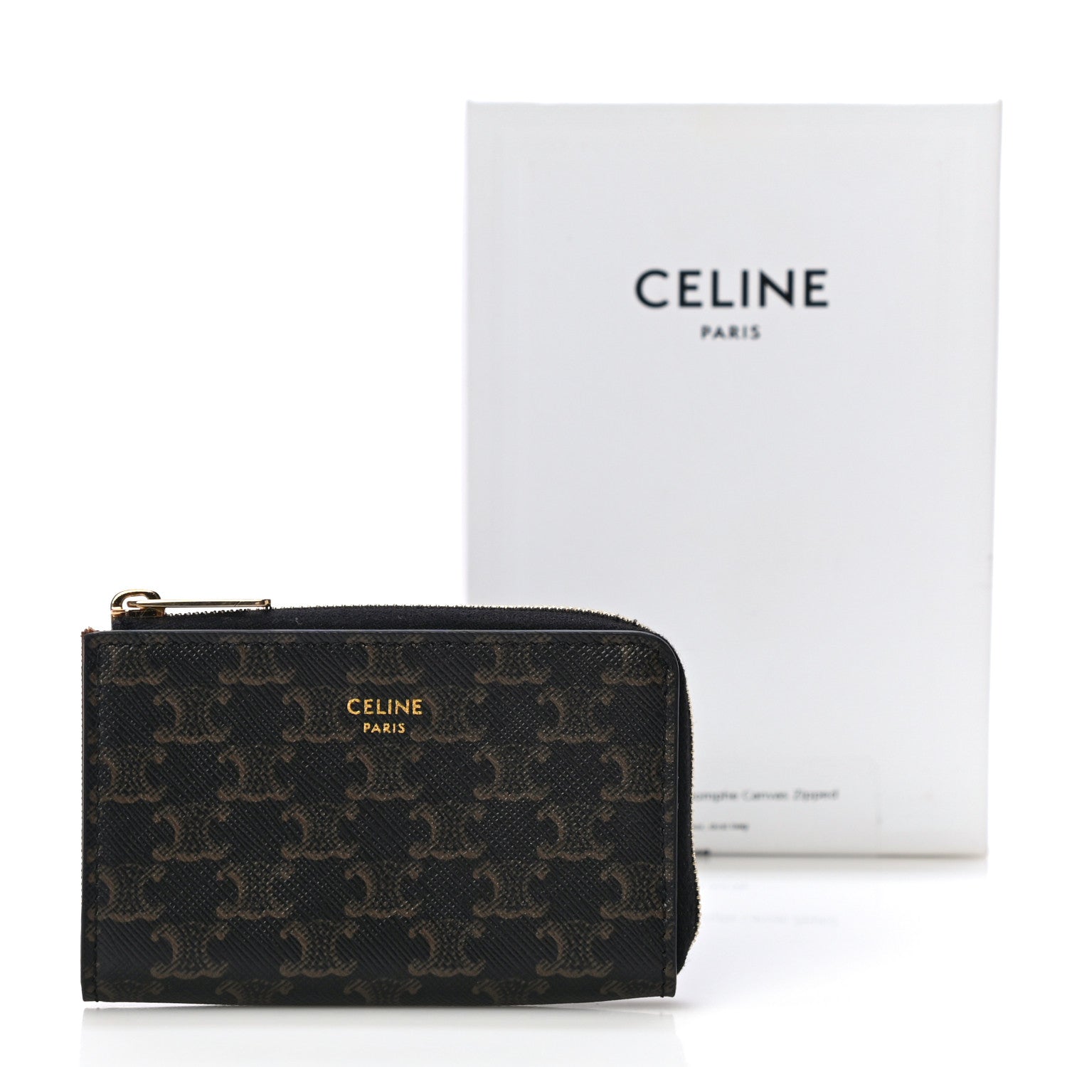 Celine Triomphe Canvas Zipped Coin Purse Black 10 of 10