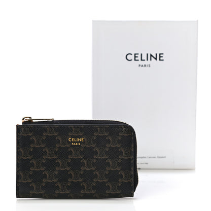 Celine Triomphe Canvas Zipped Coin Purse Black 10 of 10