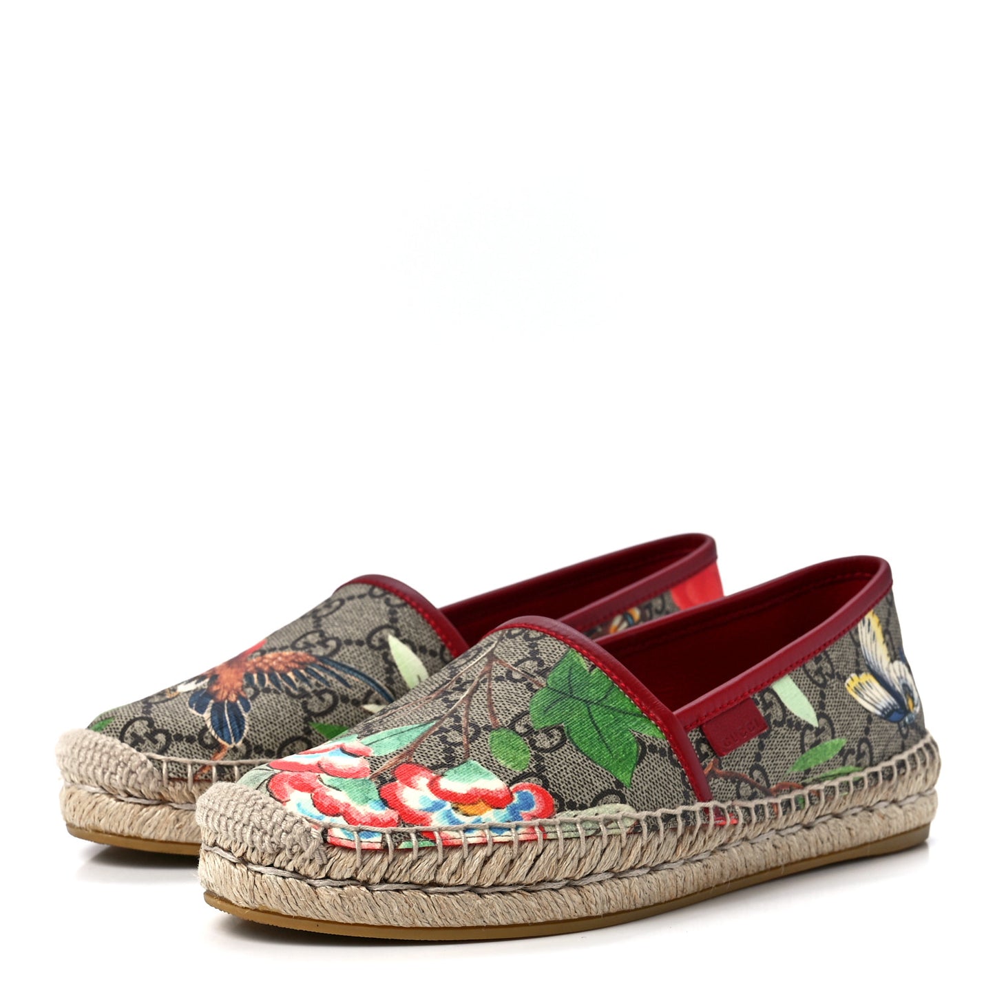 GG Supreme Monogram Tian Womens Espadrilles 36 Beige Multicolor Red