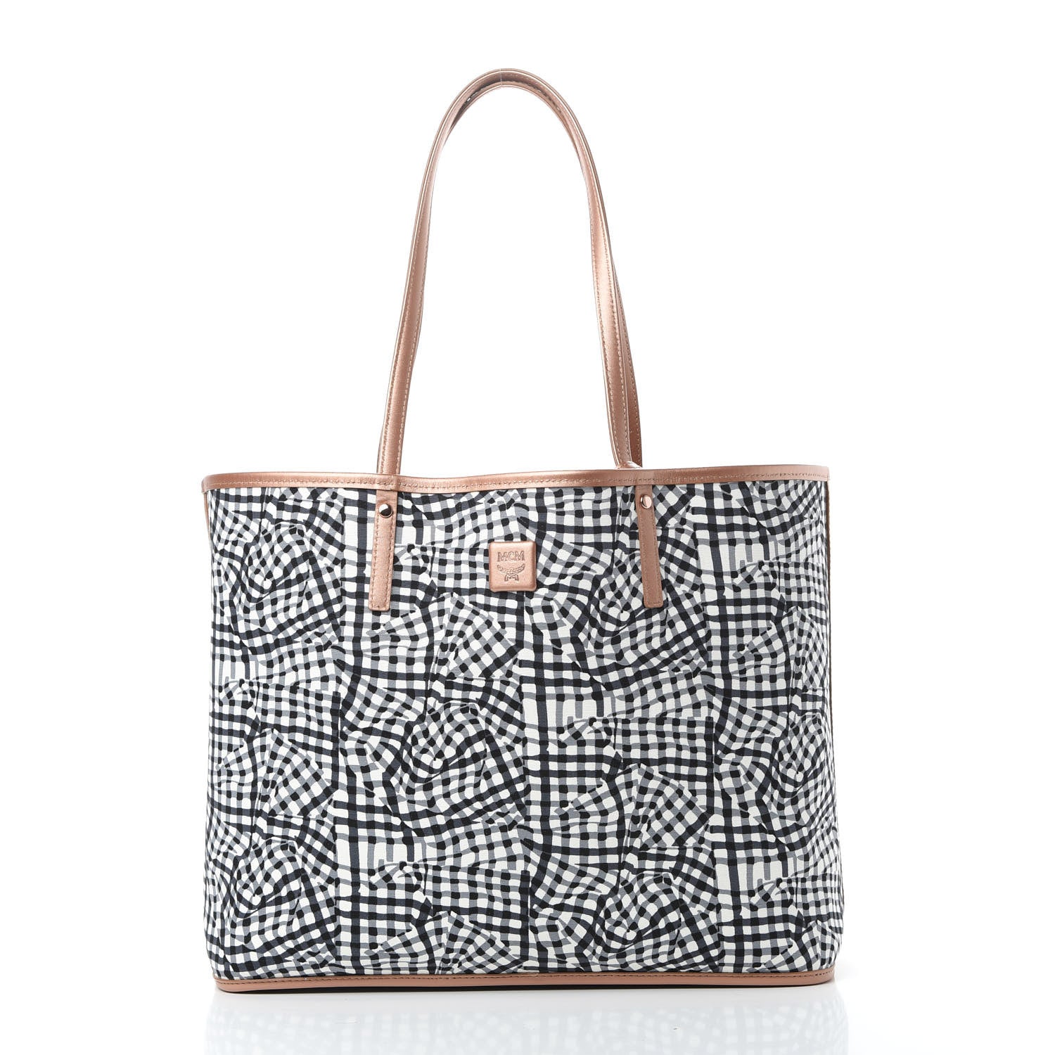 MCM Metallic Visetos Medium Reversible Shopper Tote Champagne Gold 3 of 18