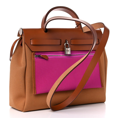 Hermes Toile Officier Vache Hunter Verso Herbag Zip PM 31 Dune Magnolia Fauve 3 of 10