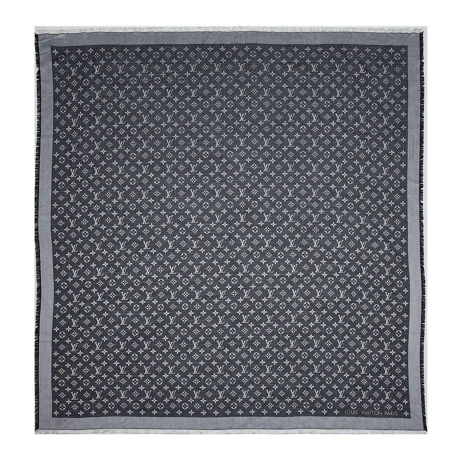 Louis Vuitton Wool Silk Monogram Denim Shawl Black 1 of 4