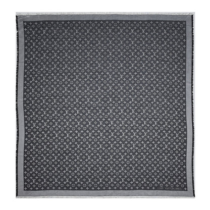 Louis Vuitton Wool Silk Monogram Denim Shawl Black 1 of 4