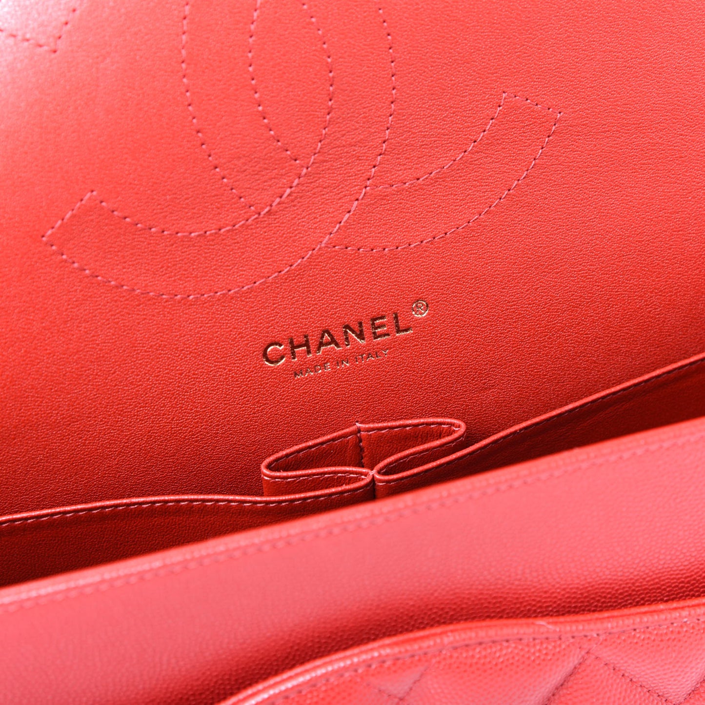 Caviar Quilted Jumbo Double Flap Red
