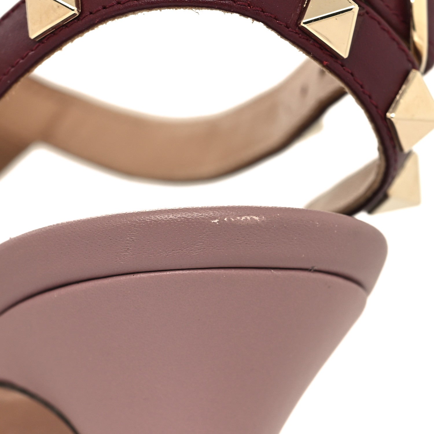 Valentino Garavani Calfskin Nappa Rockstud Ankle Strap 100mm Pumps 39 Griotte 9 of 9