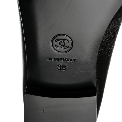 Chanel Crumpled Shiny Lambskin Cap Toe CC Ballerina Flats 38 Black White 8 of 9