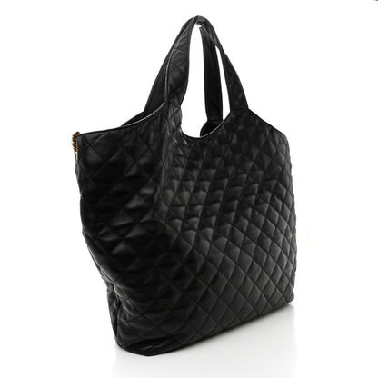 Saint Laurent Lambskin Quilted Maxi Icare Shopping Tote Black 4 of 10