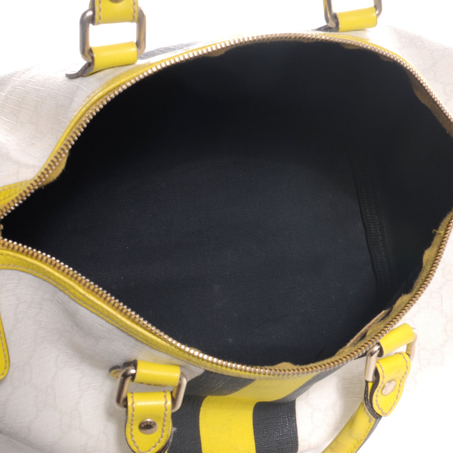 GG Plus Monogram Web Stripe Medium Joy Boston Yellow
