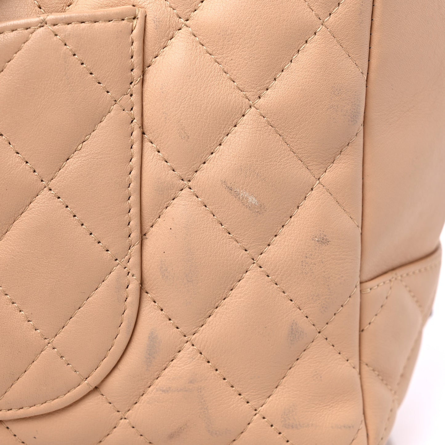 Calfskin Quilted Large Cambon Bowler Beige Black