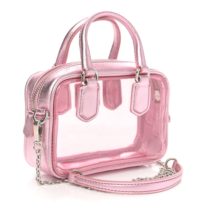 Miu Miu Metallic Nappa Plexi Vinyl Mini Top Handle Crossbody Rosa Mordore 3 of 9