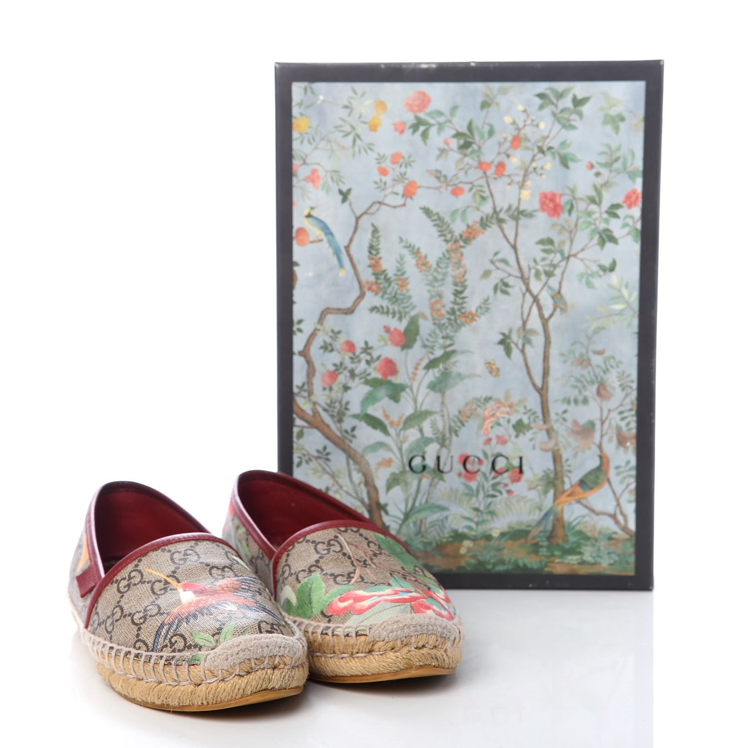 Gucci GG Supreme Monogram Tian Womens Espadrilles 35.5 Beige Multicolor Red 12 of 12