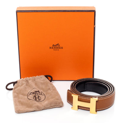 Hermes Thin Mini Reversible H Belt 70 Gold Black 2 of 7