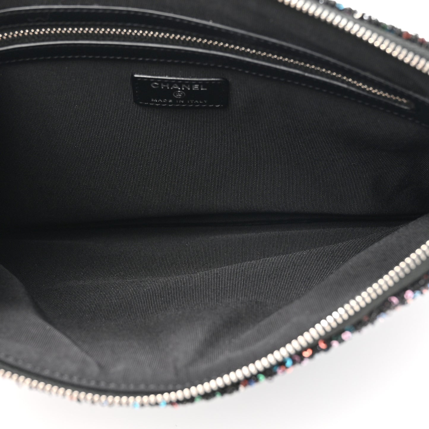 Canvas Sequin Medium Deauville Cosmetic Pouch Black