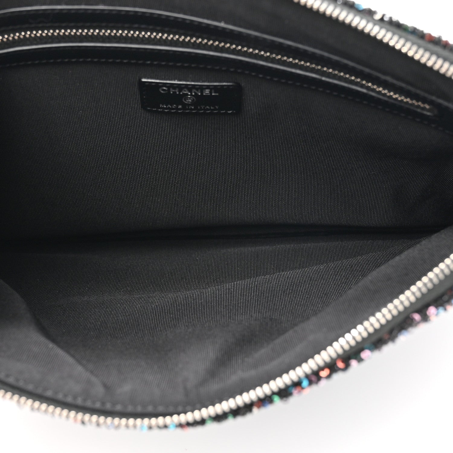 Chanel Canvas Sequin Medium Deauville Cosmetic Pouch Black 5 of 8