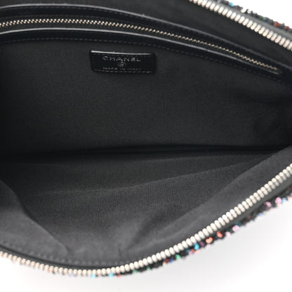 Chanel Canvas Sequin Medium Deauville Cosmetic Pouch Black 5 of 8