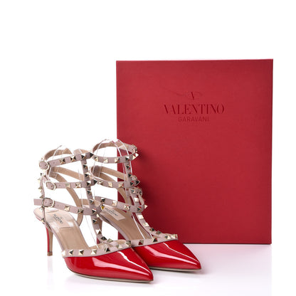 Valentino Garavani Patent Rockstud Ankle Strap 65mm Pumps 40 Rosso Valentino Poudre 9 of 9