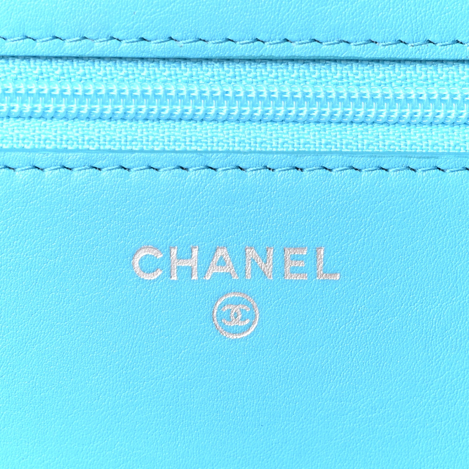 Chanel Lizard Wallet on Chain WOC Turquoise 6 of 10