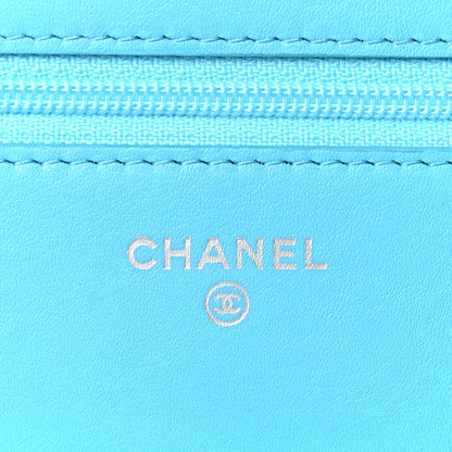 Chanel Lizard Wallet on Chain WOC Turquoise 6 of 10