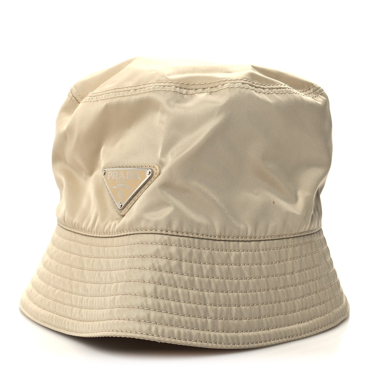 Prada Re-Nylon Metal Triangle Logo Womens Bucket Hat M Deserto 1 of 8