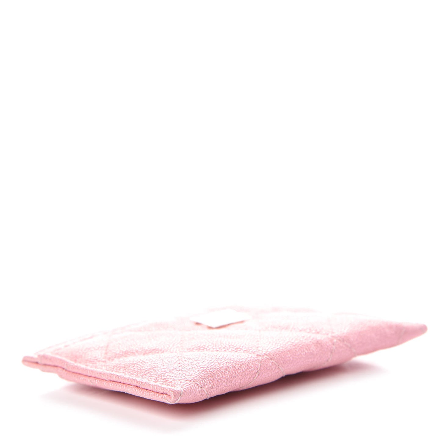 Iridescent Caviar Quilted Card Holder Rose Pink