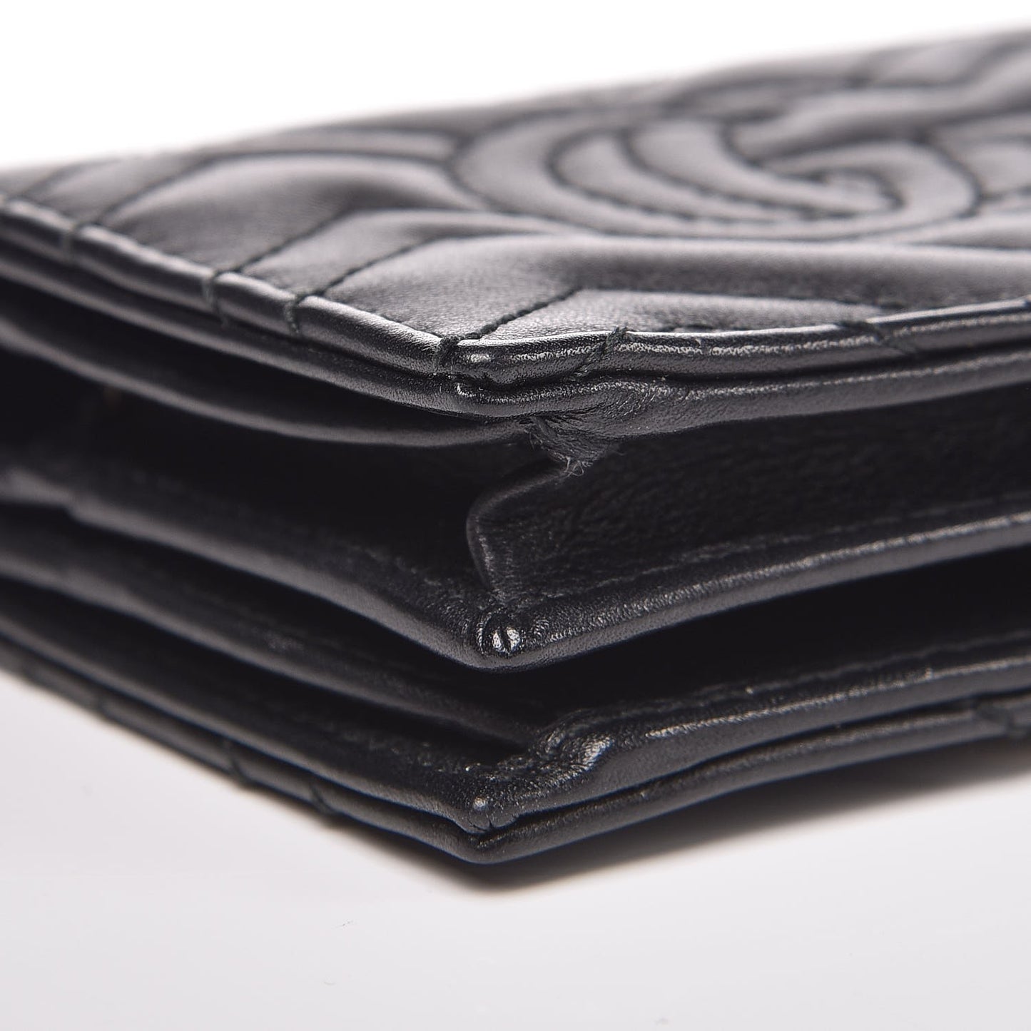 Calfskin Matelasse GG Marmont Card Case Wallet Black