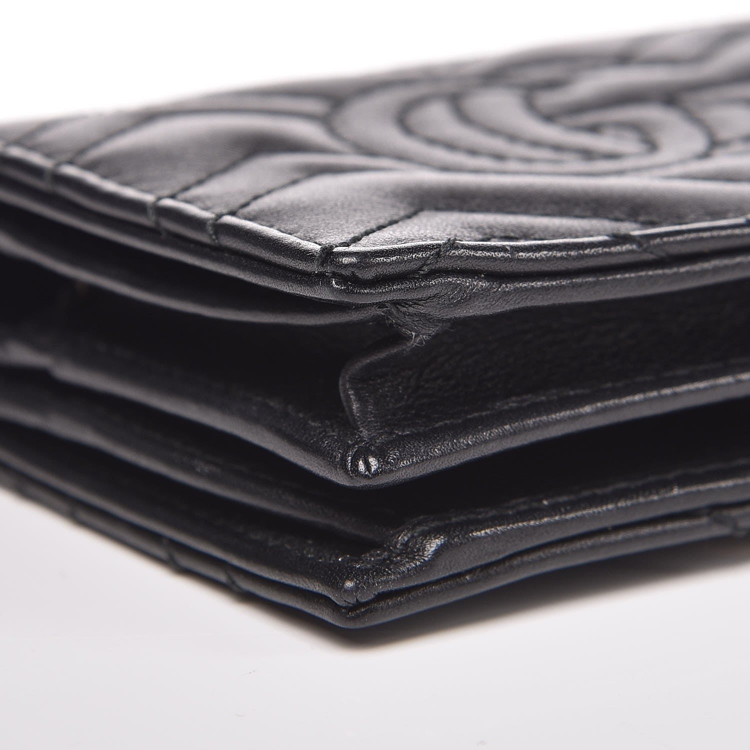 Gucci Calfskin Matelasse GG Marmont Card Case Wallet Black 9 of 10