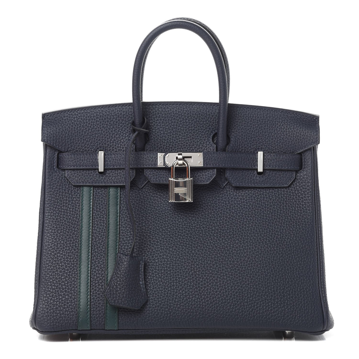 Hermes Togo Swift Officier Birkin 25 Bleu Nuit Vert Cypress 1 of 35